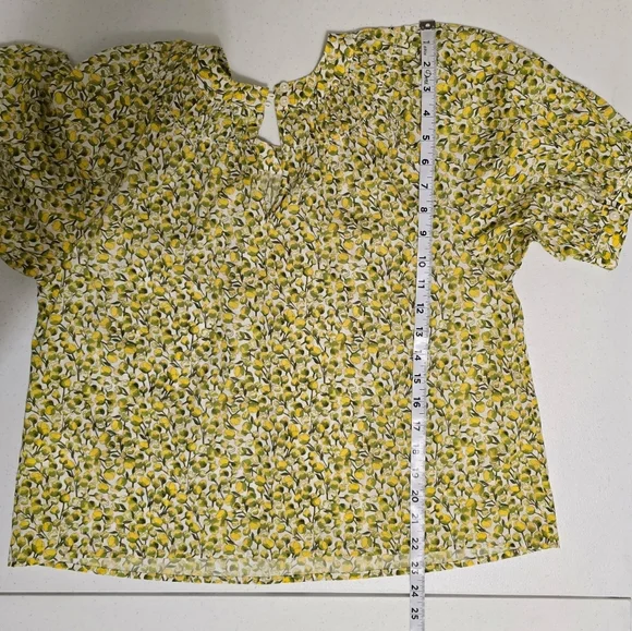 J. Crew High-neck Puff-sleeve Top Liberty Fabric Eliza's Yellow Women's Small - Picture 6 of 10